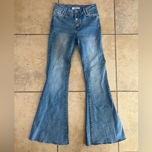 Mica High Rise Flare Blue Denim Jeans Size 27 Button Fly Boho